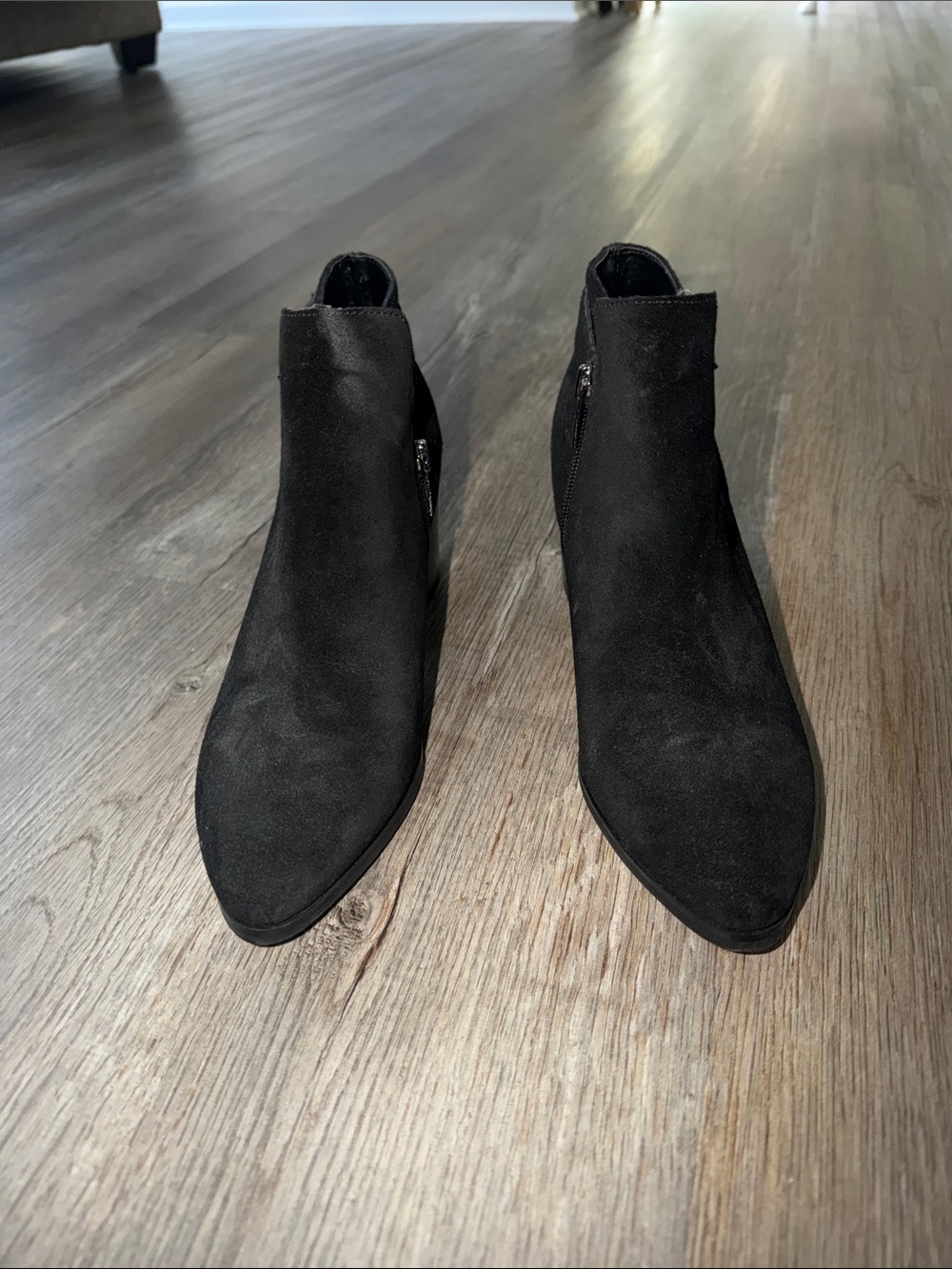 Marc Fisher Black Suede Pointed Ankle Booties